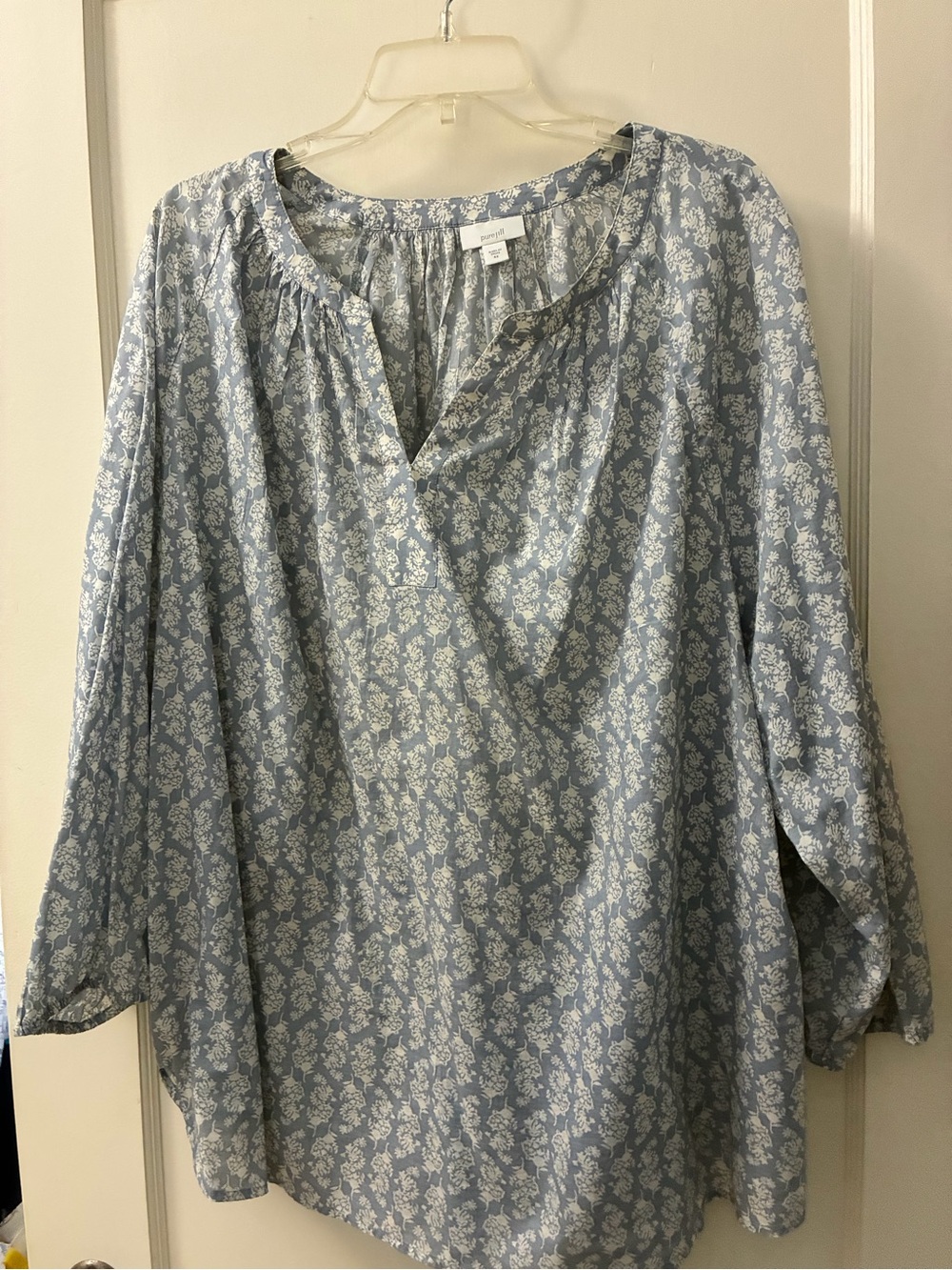 J. Jill Blue and White Floral Tunic Top